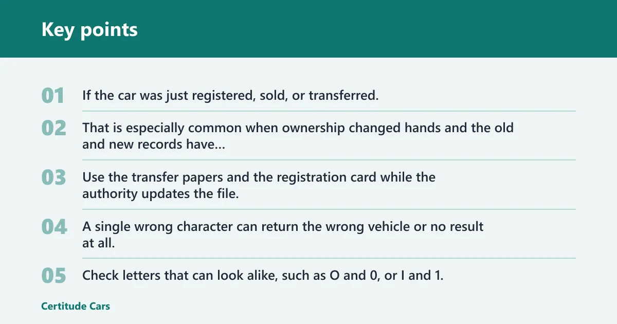Key points: Why your vehicle record may not appear